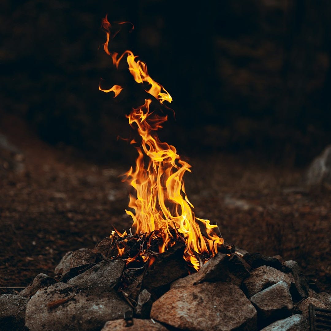 fire in the middle of rocks fire in the middle of rocks
