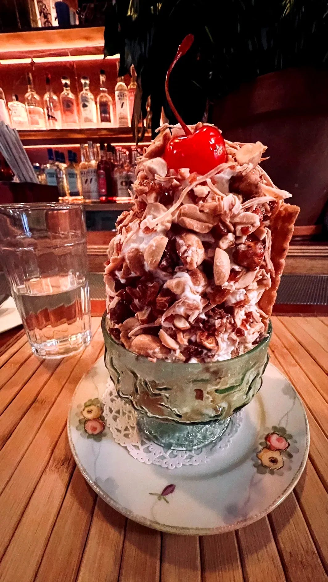 Thai Diner's signature Coconut Sundae dessert with coconut gelato, palm sugar whipped cream and candied peanuts