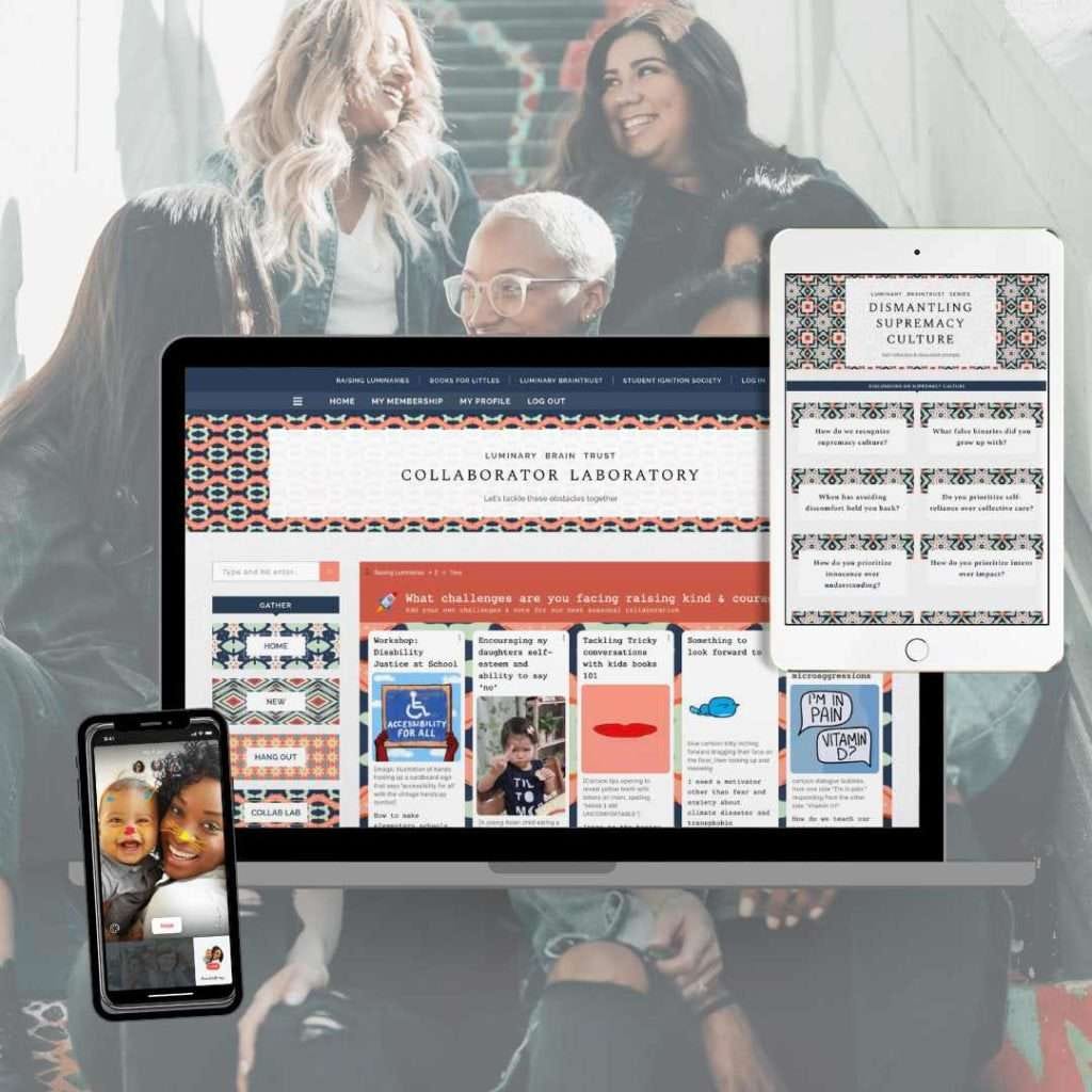 luminary braintrust preview of member website portal, videochat group, discussion prompts