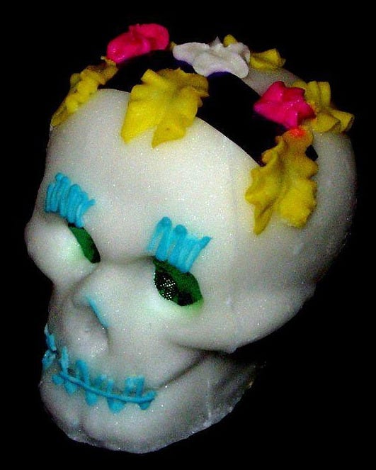 Sugar skull given for the Day of the Dead. The...