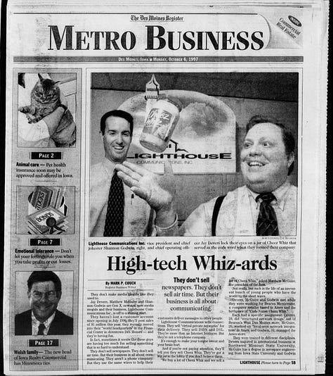 Des Moines Register article, circa 1997