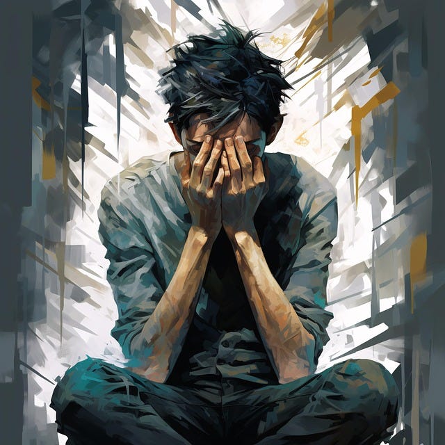 Free ai generated boy sad illustration