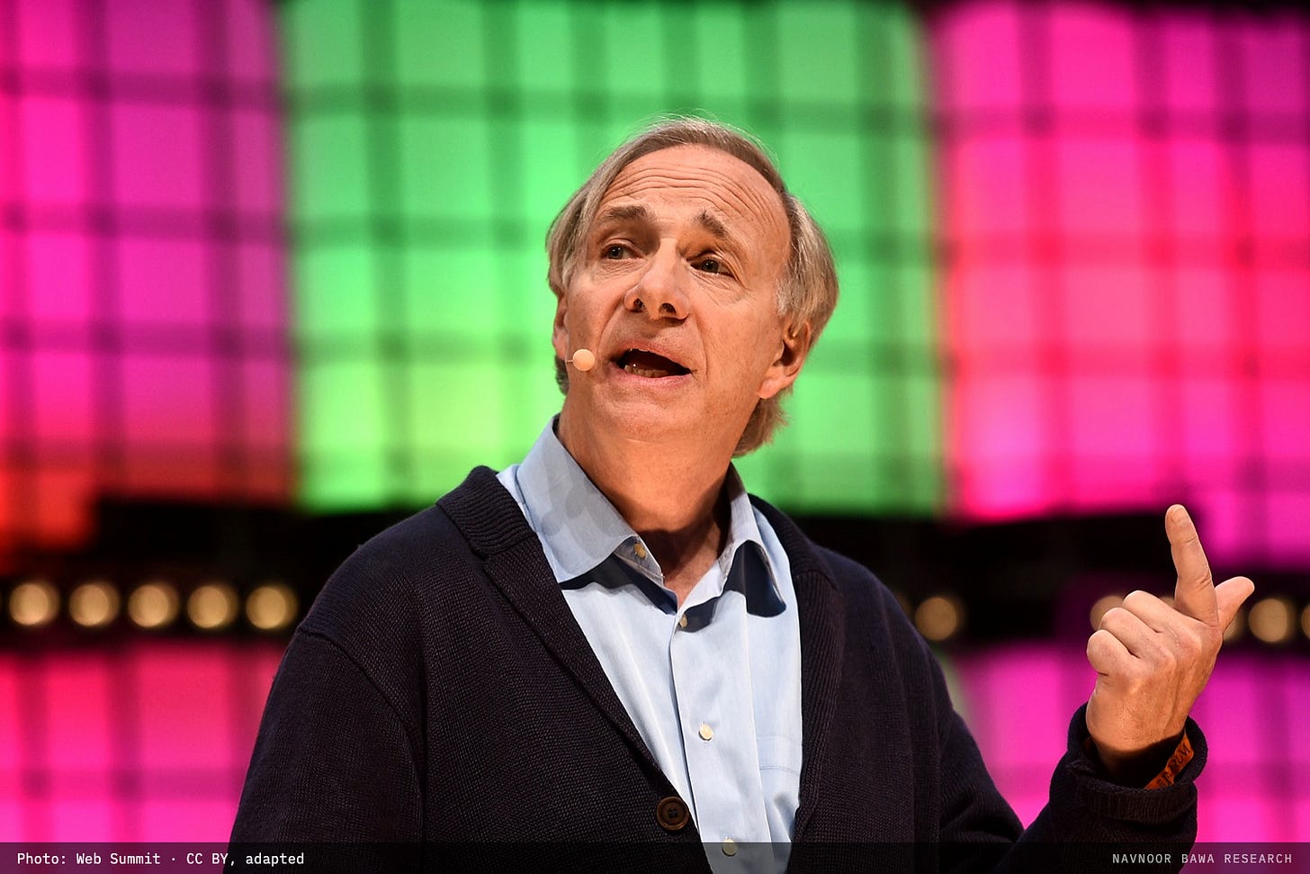 Ray Dalio, founder of Bridgewater Associates, speaking on stage at Web Summit 2018