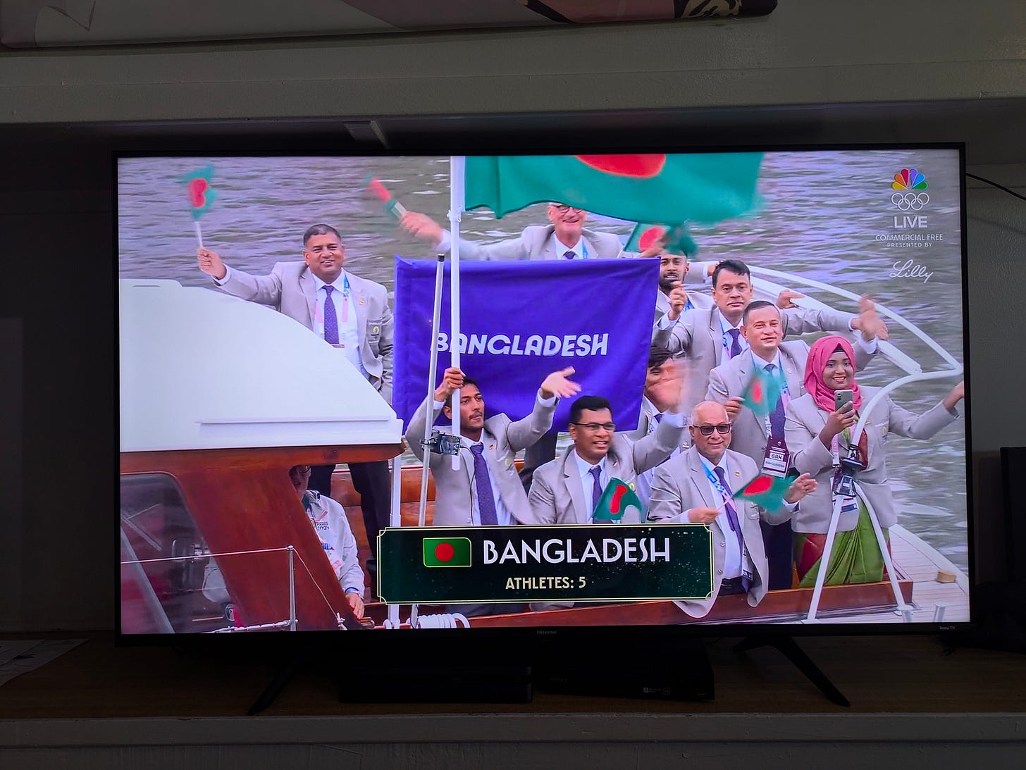The Bangladesh Olympic team at the opening ceremony of the 2024 Olympic Games.