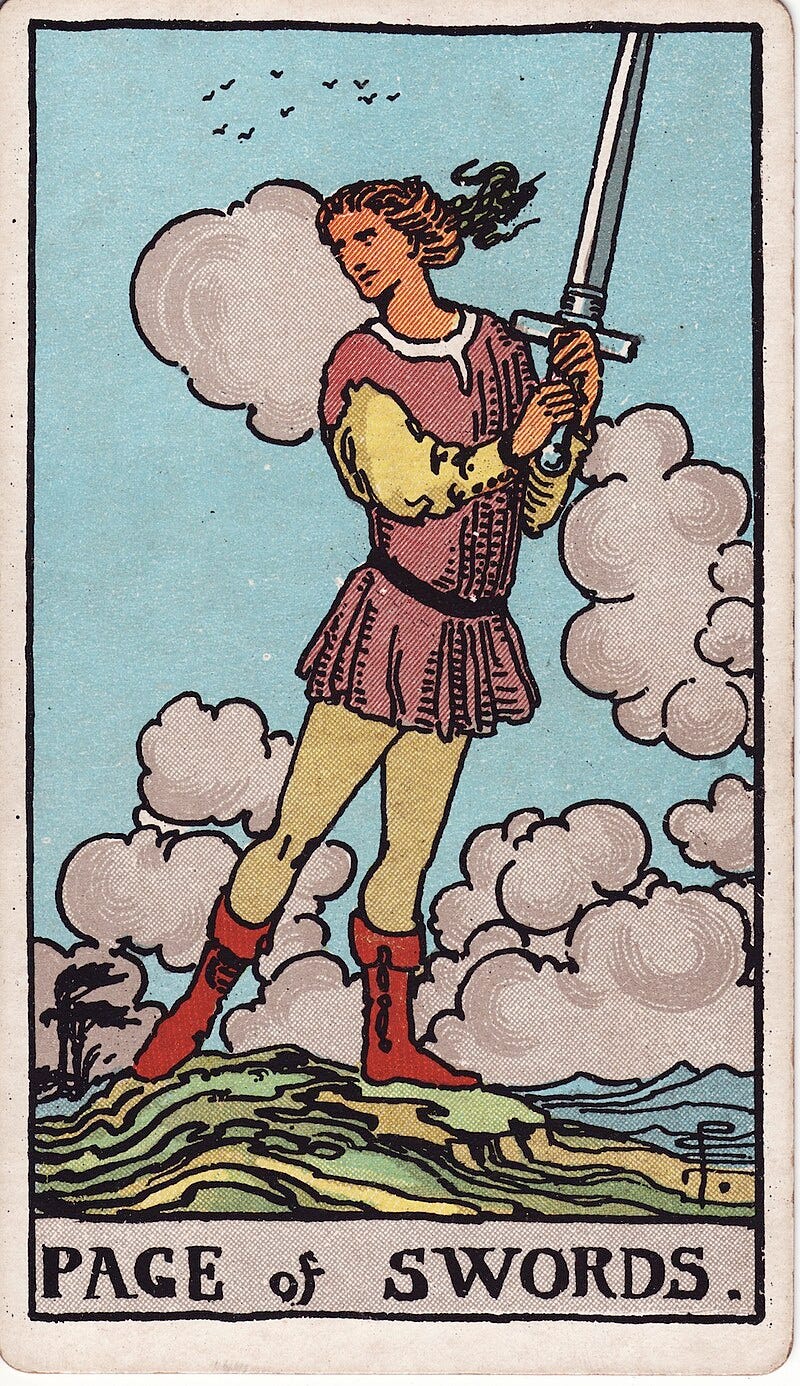 Waite-Smith Tarot, Page of Swords
