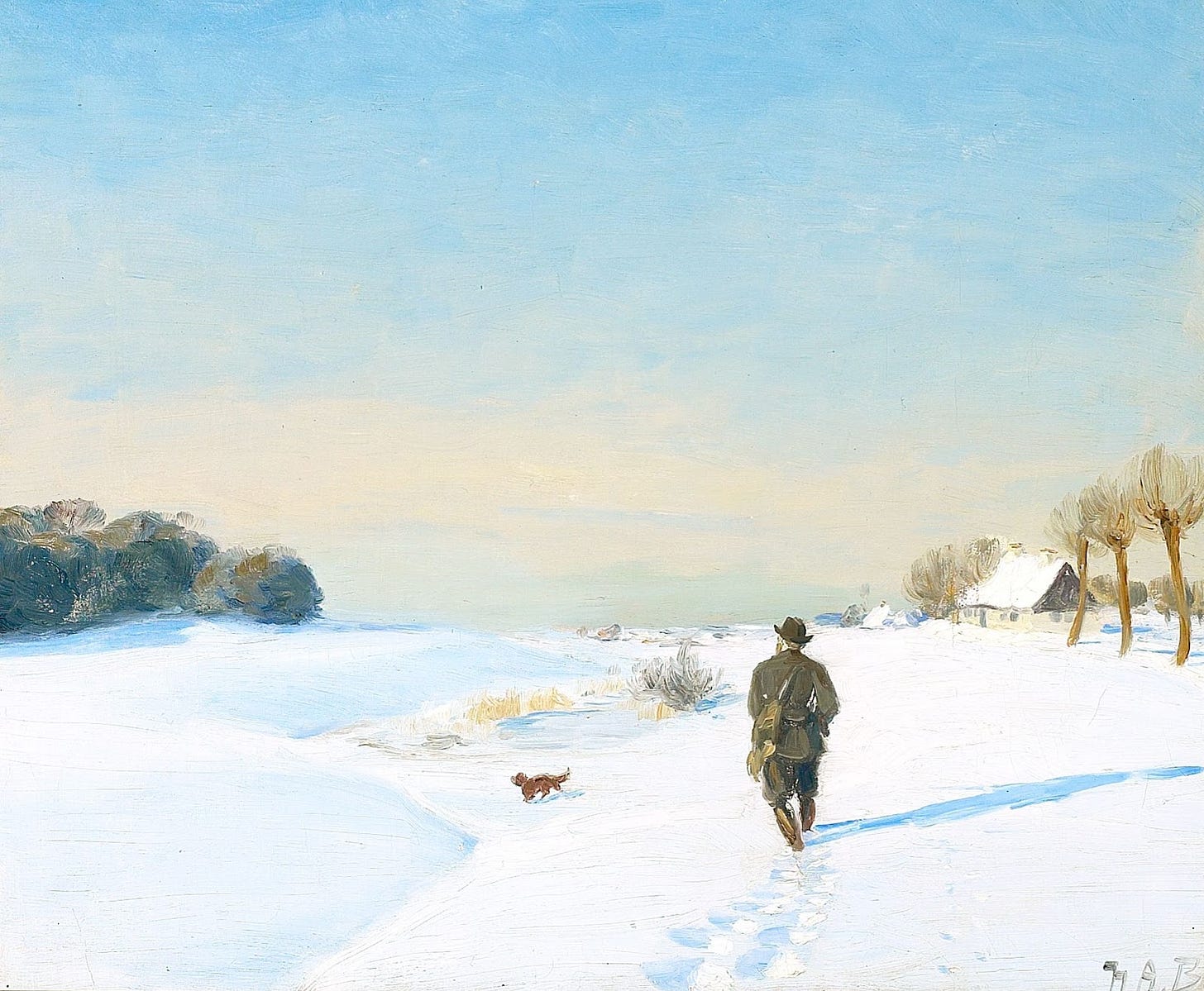 Hans-Andersen-Brendekilde-J%25C3%25A6ger-med-hund-p%25C3%25A5-en-klar-vinterdag