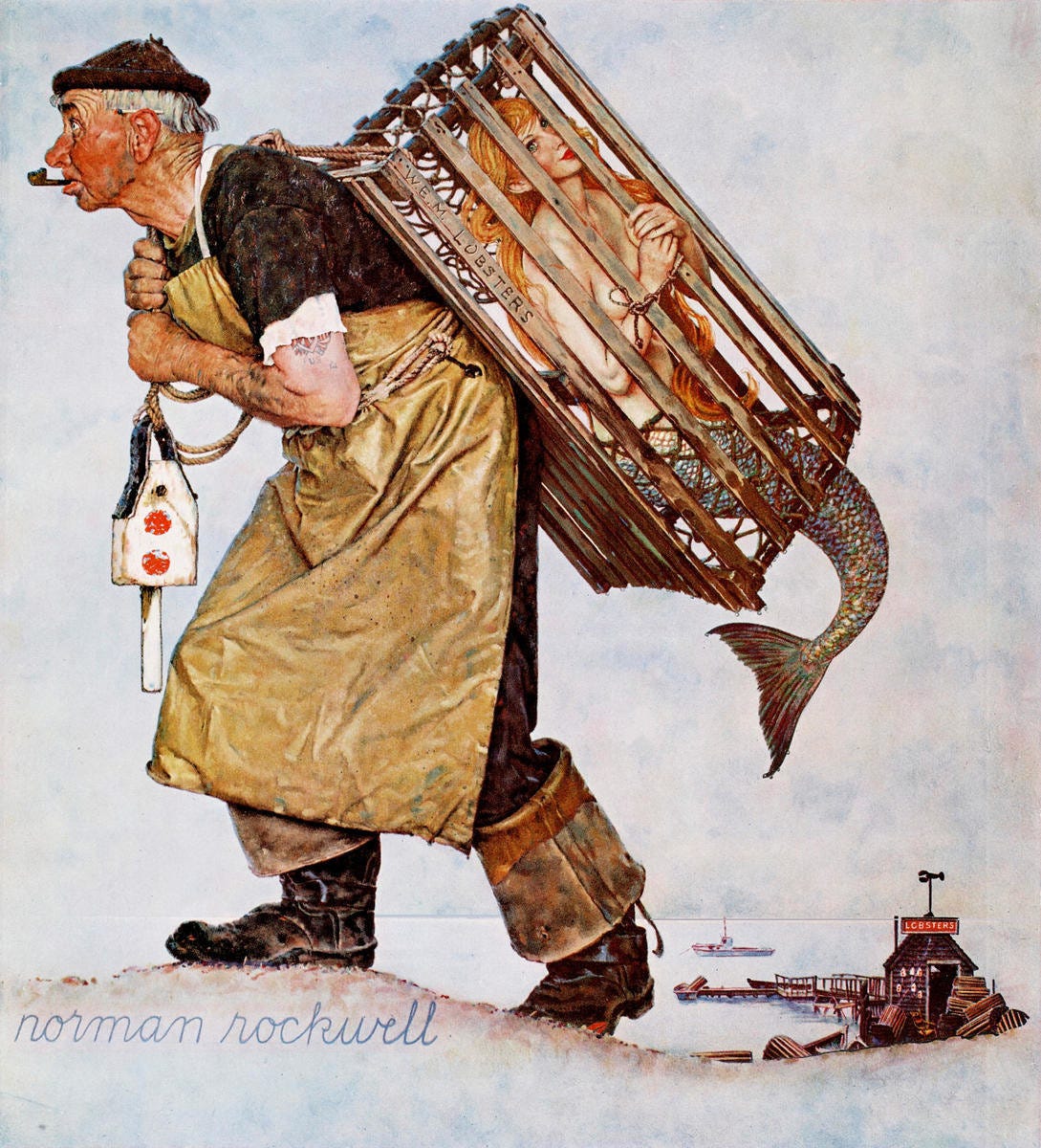 Mermaid (A Fair Catch), 1955 by Norman Rockwell - Paper Print - Norman  Rockwell Museum Custom Prints - Custom Prints and Framing From the Norman  Rockwell Museum