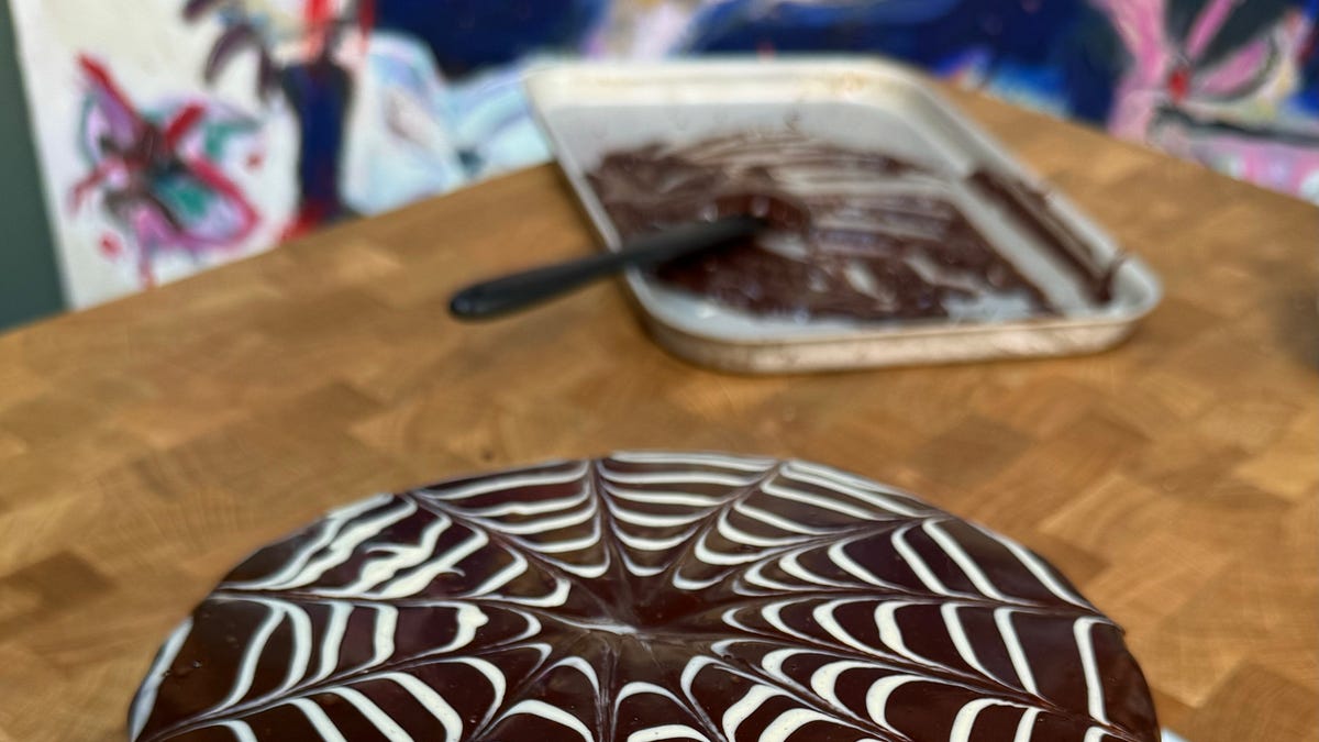 Spider web Devils food cake - Gizzi Erskine