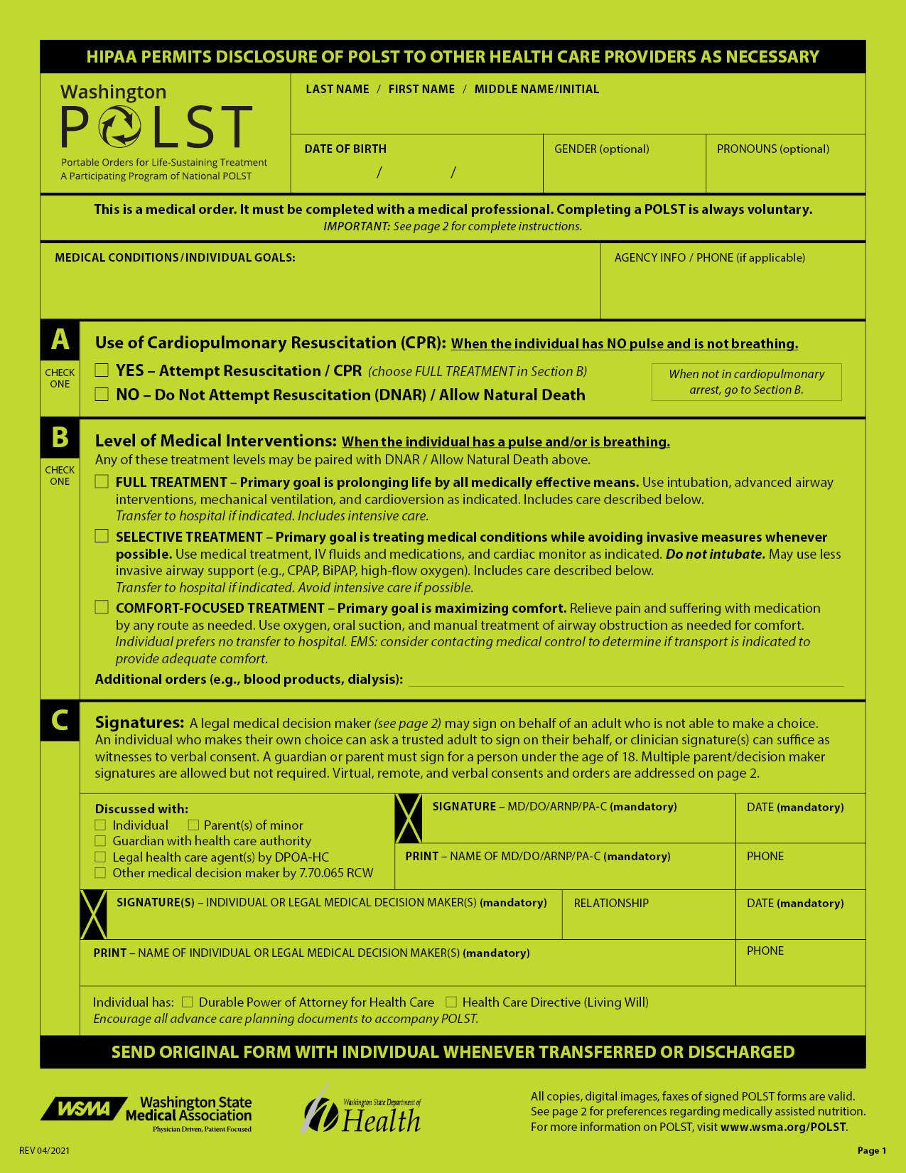 POLST - POLST Form - POLST Brochure