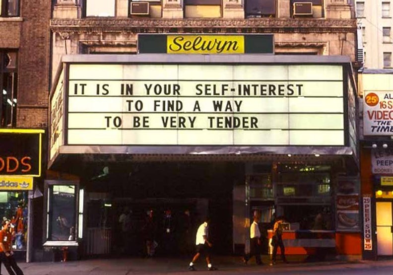 It is In (Y)OUR Self-Interest to Be Very Tender (Jenny Holzer +Emily  Dickinson) - Improvised Life