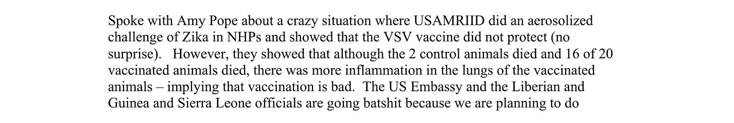 Fauci's notes, March 7, 2016. The entry mistakenly calls the virus "Zika." Release, page 2. Fauci's notes, March 7, 2016. The entry mistakenly calls the virus "Zika." Release, page 2.