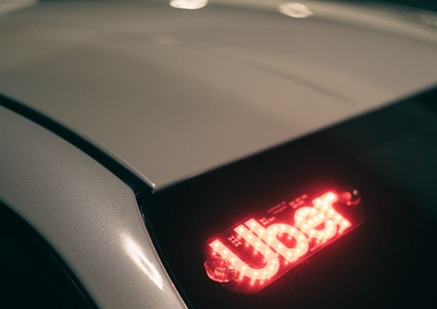 A close up of a car's tail light