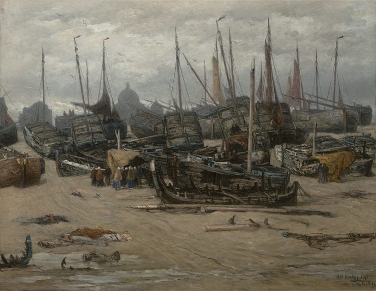 'Na de Storm van 1894, 1896,' - Olieverf op doek: Hendrik Willem Mesdag (herkomst: coll. Panorama Mesdag) 'Na de Storm van 1894, 1896,' - Olieverf op doek: Hendrik Willem Mesdag (herkomst: coll. Panorama Mesdag)
