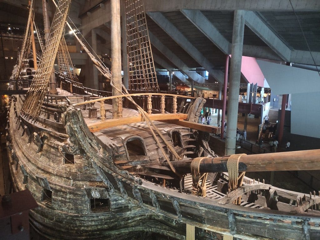 Vasa from above, showing some of the carvings.