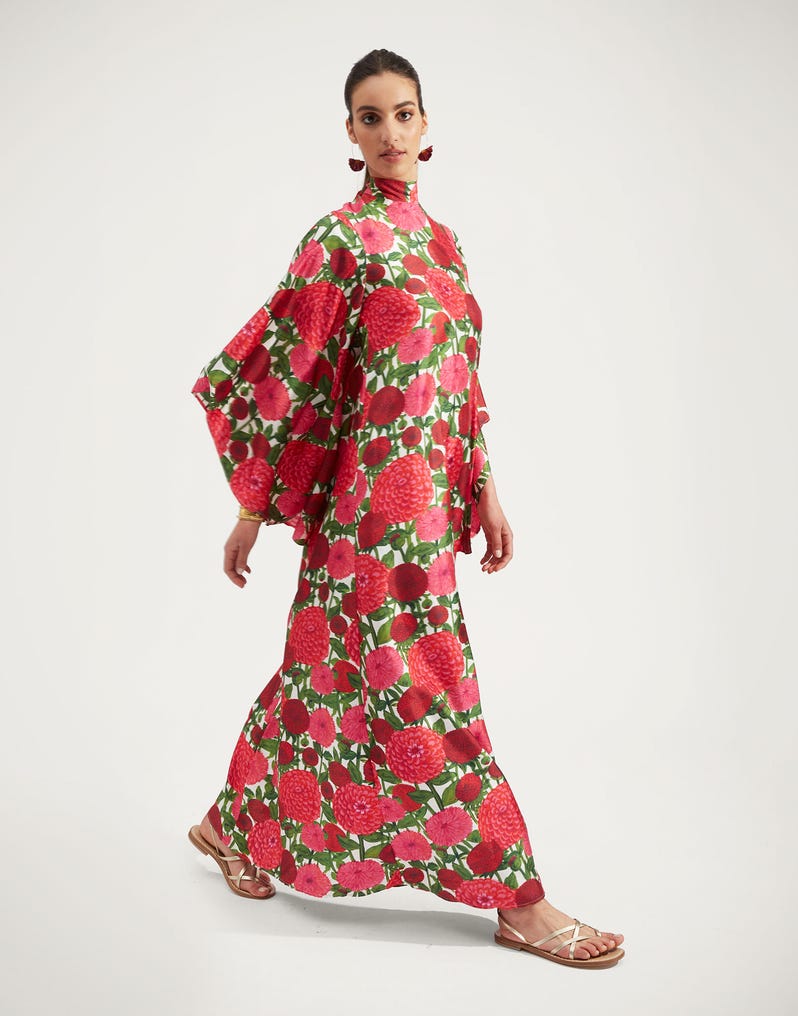 La DoubleJ Magnifico Dress Pink Dahlias DRE0212SIL001DAH0001
