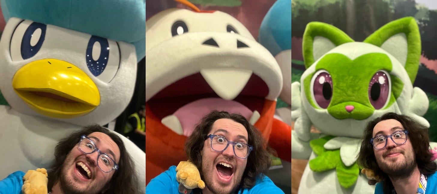 Leon with Quaxly, Fuecoco, and Sprigatito