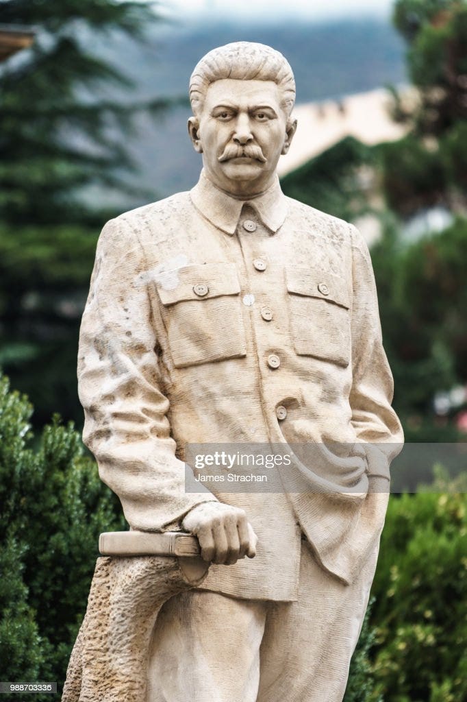 One of the few remaining standing statues of Stalin in public, Gori, his birthplace, Central Georgia, Central Asia, Asia One of the few remaining standing statues of Stalin in public, Gori, his birthplace, Central Georgia, Central Asia, Asia