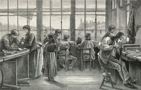 Watchmakers Workshop in 19th Century La Chaux de Fonds. Art Prints, Posters  & Puzzles from Fine Art Finder