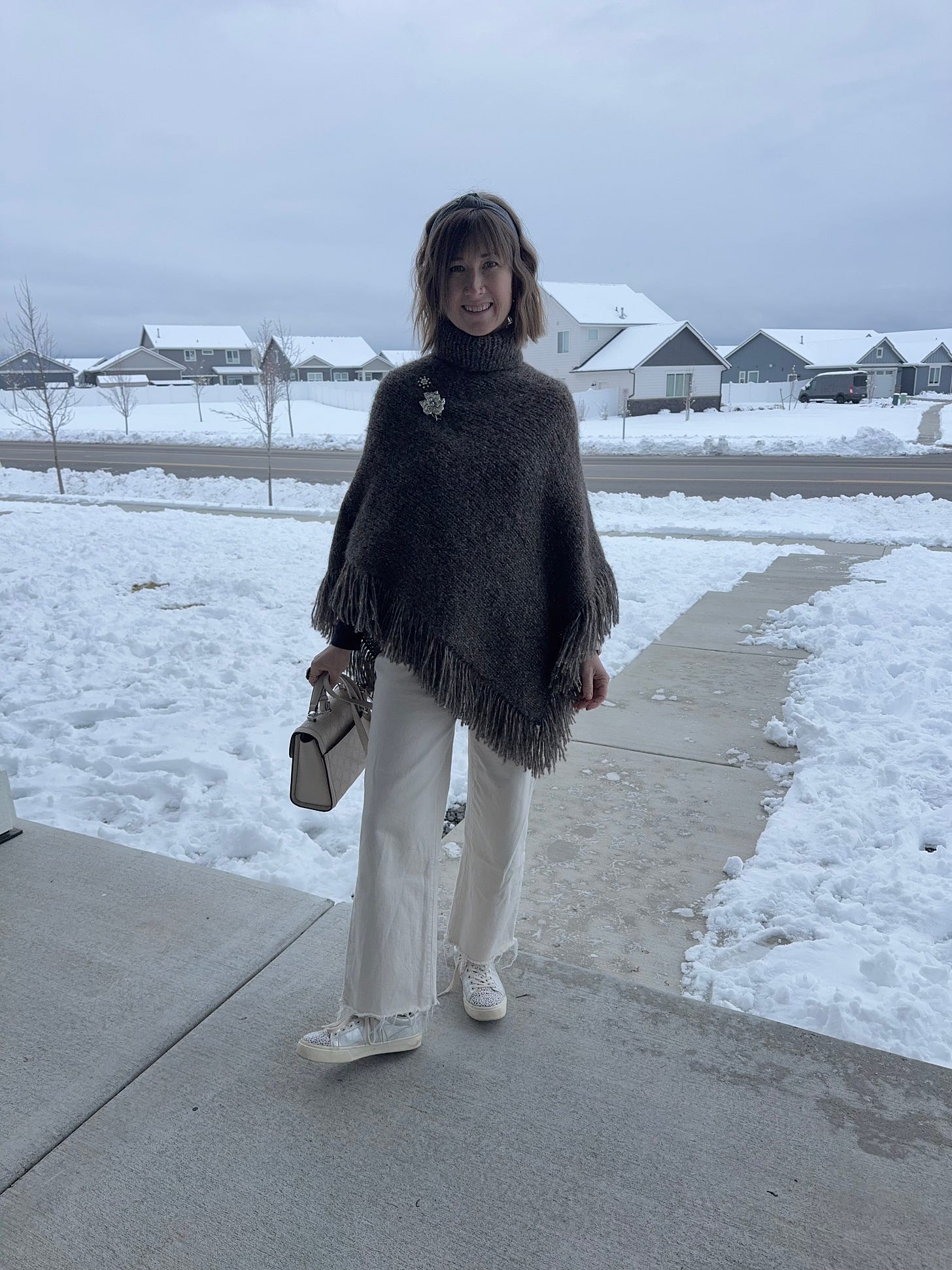 poncho outfit, winter outfit