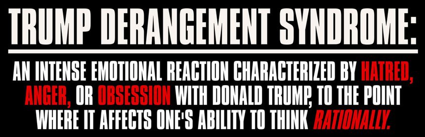 Definition: Trump Derangement Syndrome Bumper Sticker (pro Donald Funny Anti-Left Liberal Vinyl Decal for car Truck or Van (3 x 9 inch)