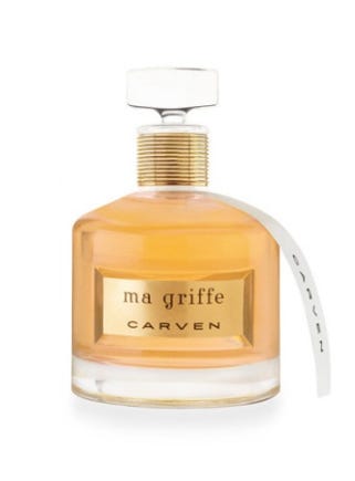 A bottle of 'Ma Griffe' perfume by Carven.