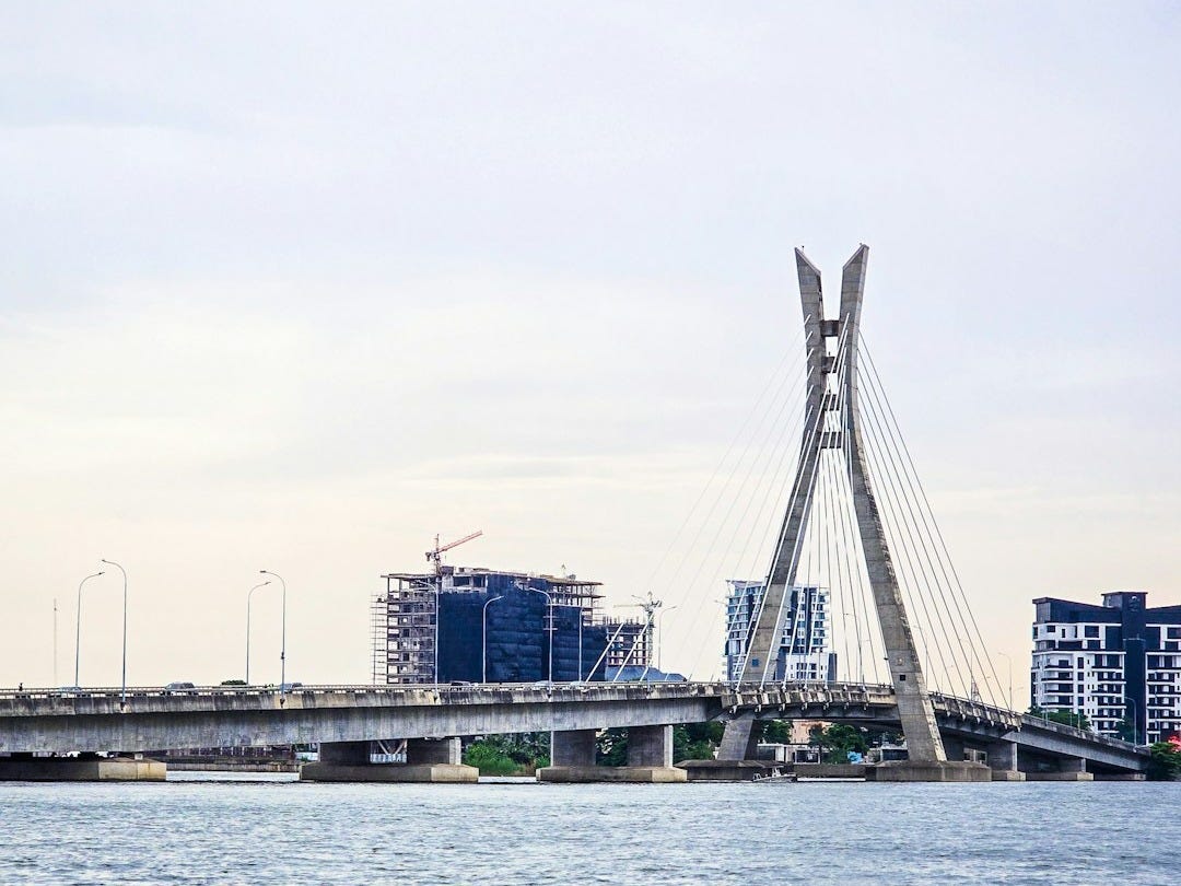 A large bridge over a large body of water A large bridge over a large body of water