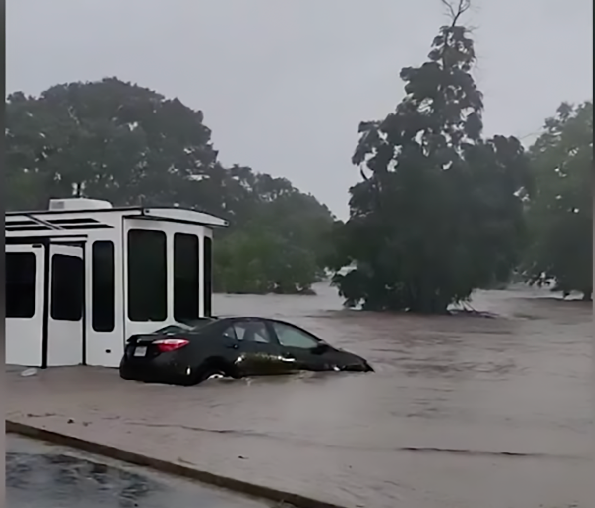 Image of submerged car in Texas flood Image of submerged car in Texas flood