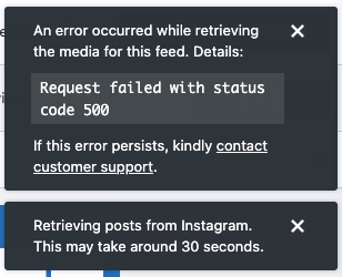 Request failed with status code 500 - Spotlight