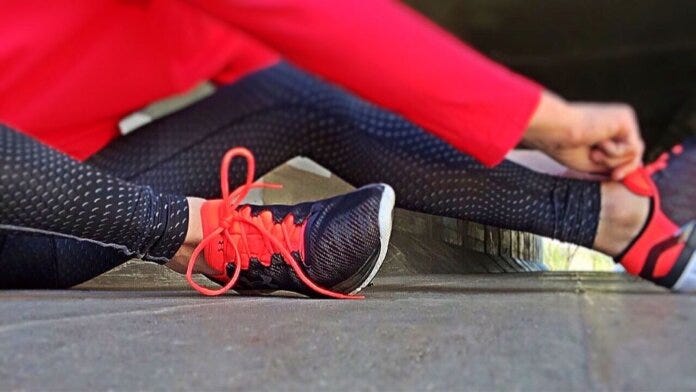 workout exercise woman with running shoes