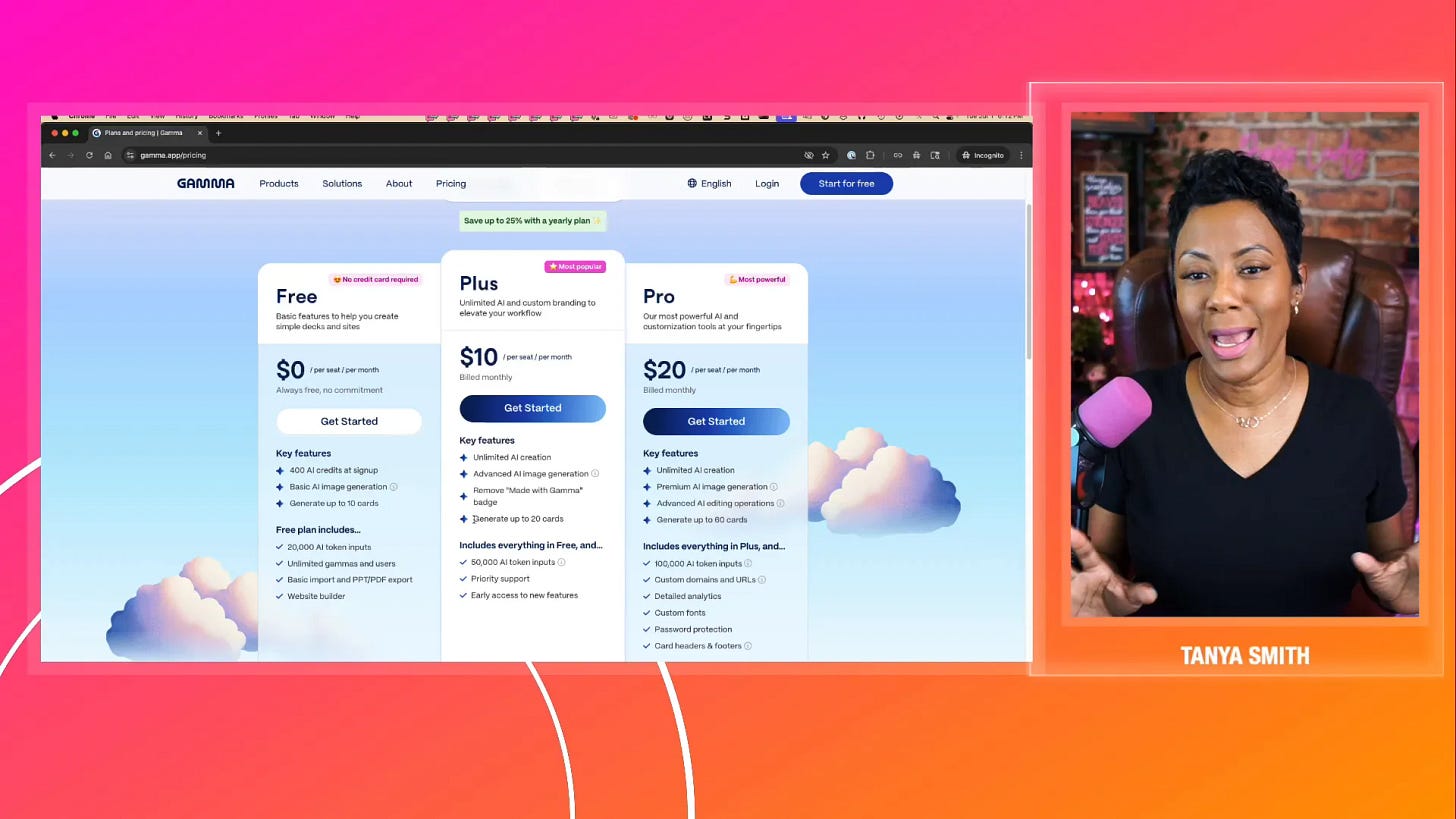 Gamma pricing plans with features and limits Gamma pricing plans with features and limits