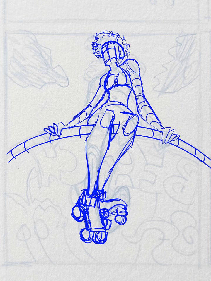Two digital sketches of the main thumbnail