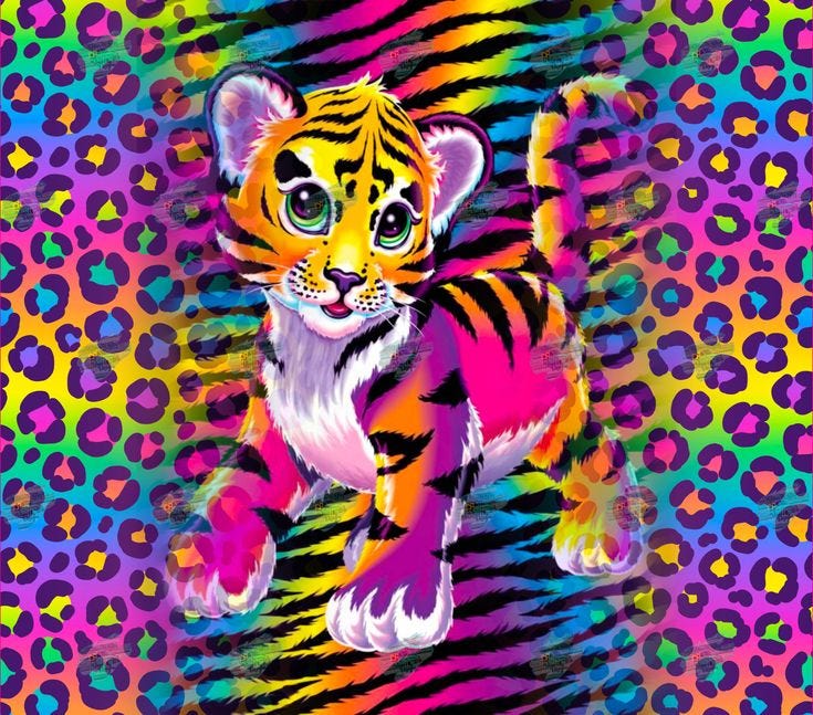 This may contain: a painting of a tiger in the jungle with lots of flowers and plants around it This may contain: a painting of a tiger in the jungle with lots of flowers and plants around it