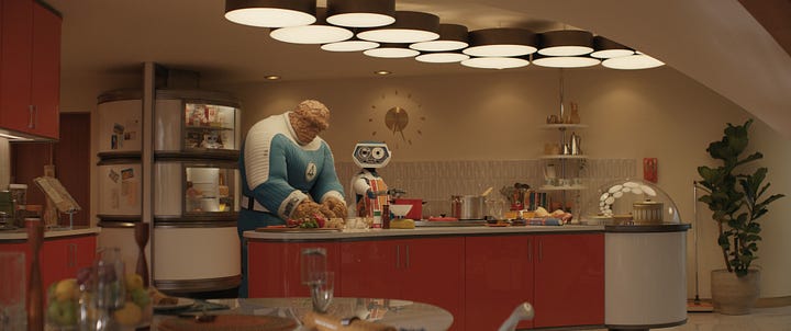 Stills from two new release films, The Fantastic Four: First Steps and The Life of Chuck.