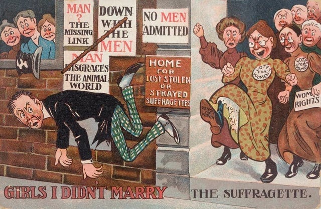 r/menwritingwomen - Anti-Suffragette political cartoons from the early 1900s are wild