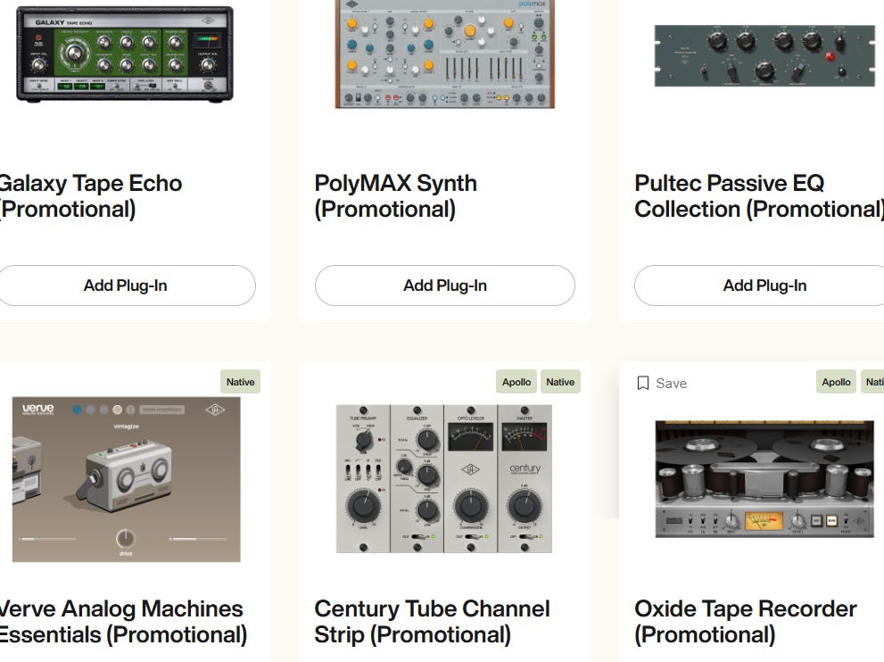 UAD Free Plugin - Choose Your Audio Present