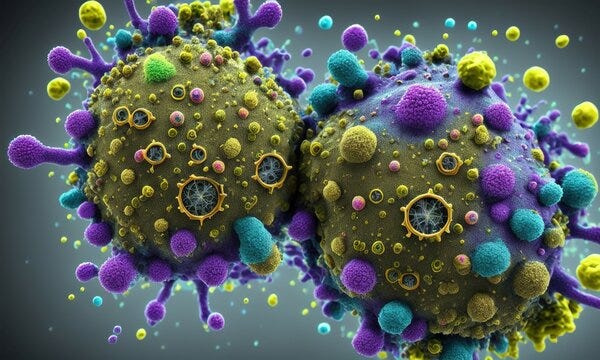 Cells attacked by virus and bacteria, science and medical microbiology,  Generative AI ilustración de Stock | Adobe Stock
