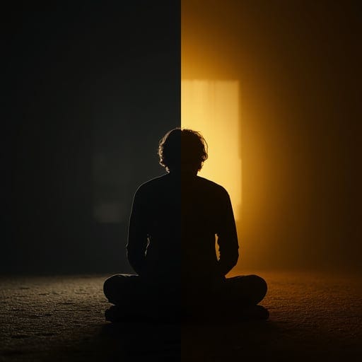sad emotional person sitting alone one side bright | Leonardo.Ai