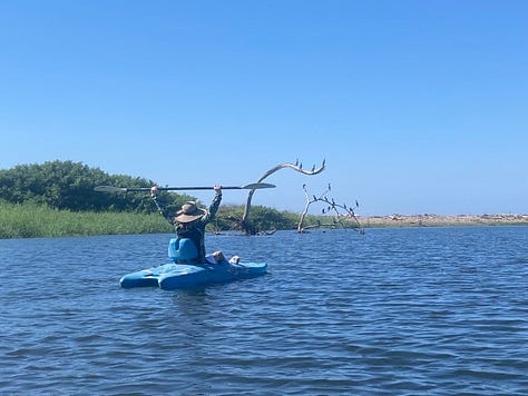 Colorful kayaks in rivers and lakes