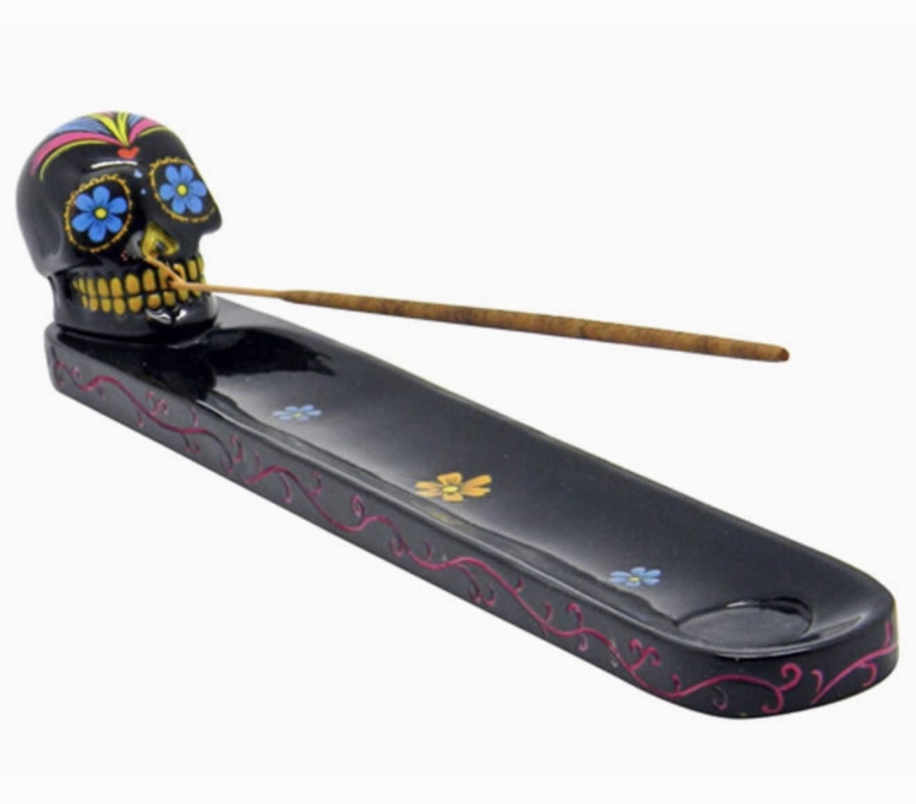 Black Sugar Skull Incense Holder
