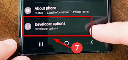 Enter the developer options