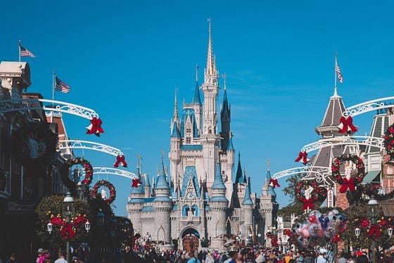 A picture of the Disneyland castle and the theme park A picture of the Disneyland castle and the theme park