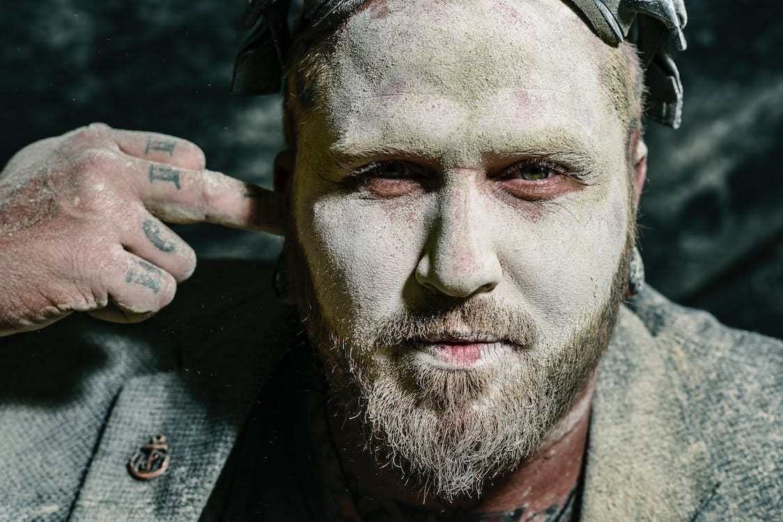 Free Man With White Powder on Face  Stock Photo