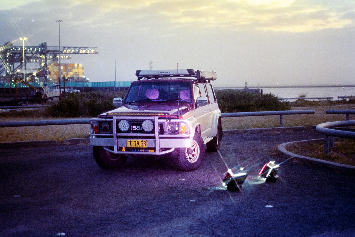 Josie's 4WD parked at Port Botany with two LED light panels close by to give off a little bit of purple colour Josie's 4WD parked at Port Botany with two LED light panels close by to give off a little bit of purple colour