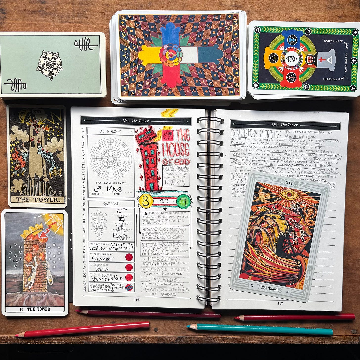 The Great Work Book showing the Major Arcana Journal page for The Tower