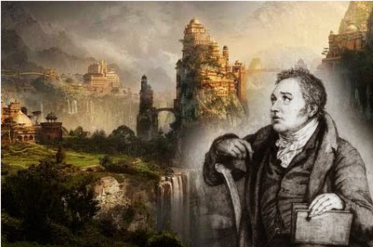 Samuel Taylor Coleridge in reverie contemplating Xanadu.