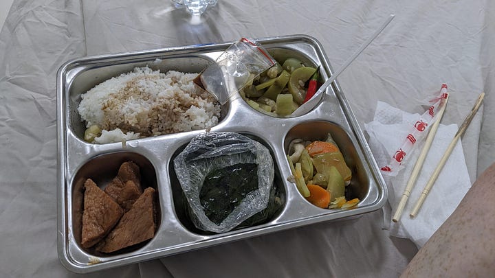 series of vegetarian vietnamese canteen trays