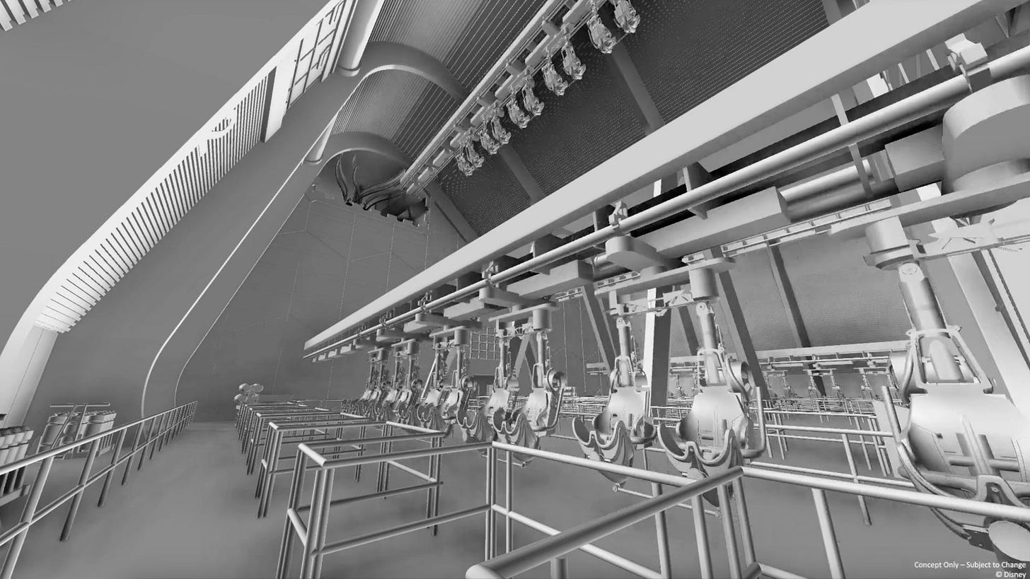 Monsters Inc. coaster concept art of vertical lift