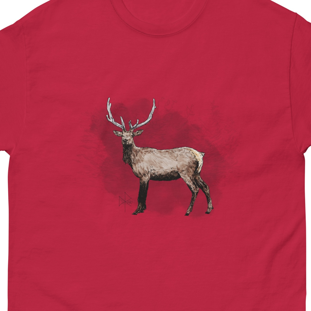 An elk (a.k.a. wapiti) buck standing at the edge of a field, close to the tree line, looking attentively towards the viewer. The name ‘wapiti’ is derived from a Shawnee and Cree word meaning "white rump”. Sketch art by Don Rice. An elk (a.k.a. wapiti) buck standing at the edge of a field, close to the tree line, looking attentively towards the viewer. The name ‘wapiti’ is derived from a Shawnee and Cree word meaning "white rump”. Sketch art by Don Rice.
