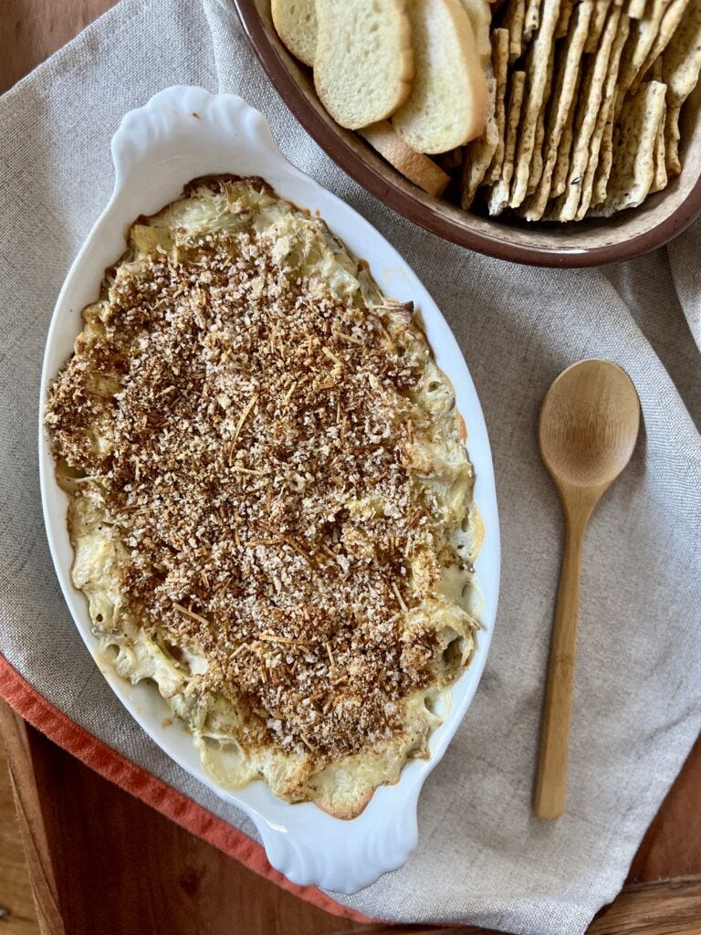 Healthy Baked Artichoke Dip is a good and good for you recipe on virginiawillis.com