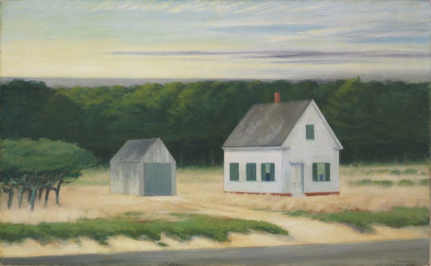 autumn paintings by famous artists Edward Hoppers, October on Cape Cod, 1946,autumn paintings created by famous artists 